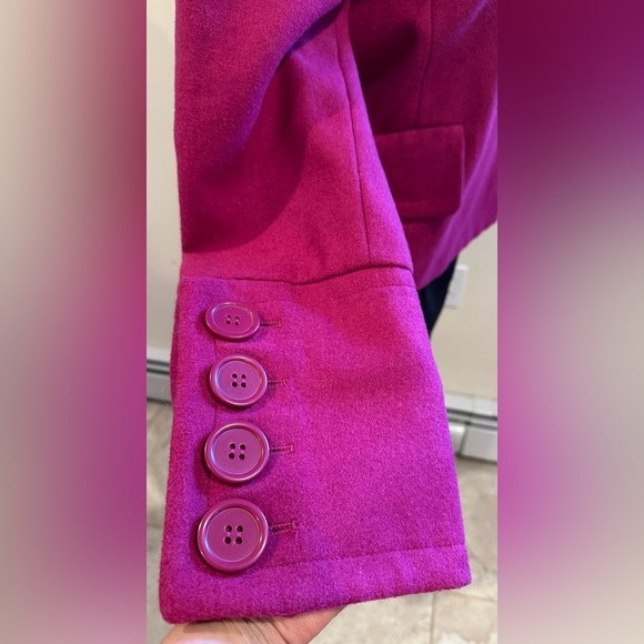 Metrostyle  Pink Pea Coat. Doublee Breasted. Large Cuffed & Buttons Sleeve Sz 8 - Picture 8 of 15